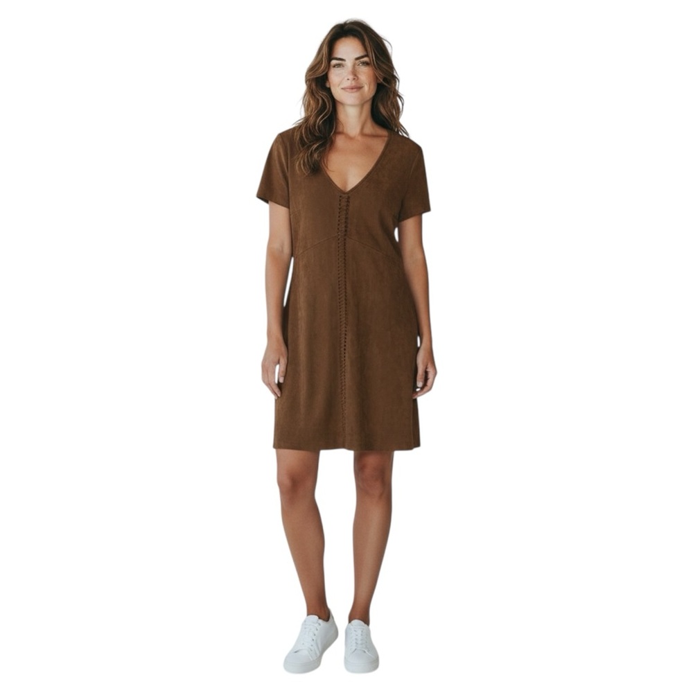 Black Swan Faux Suede Lace-Up Dress Tan/Brown‎ Women’s XS Oversized Fit
